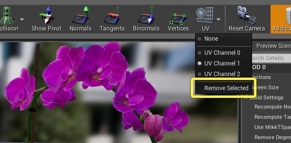 Remove selected UV channel