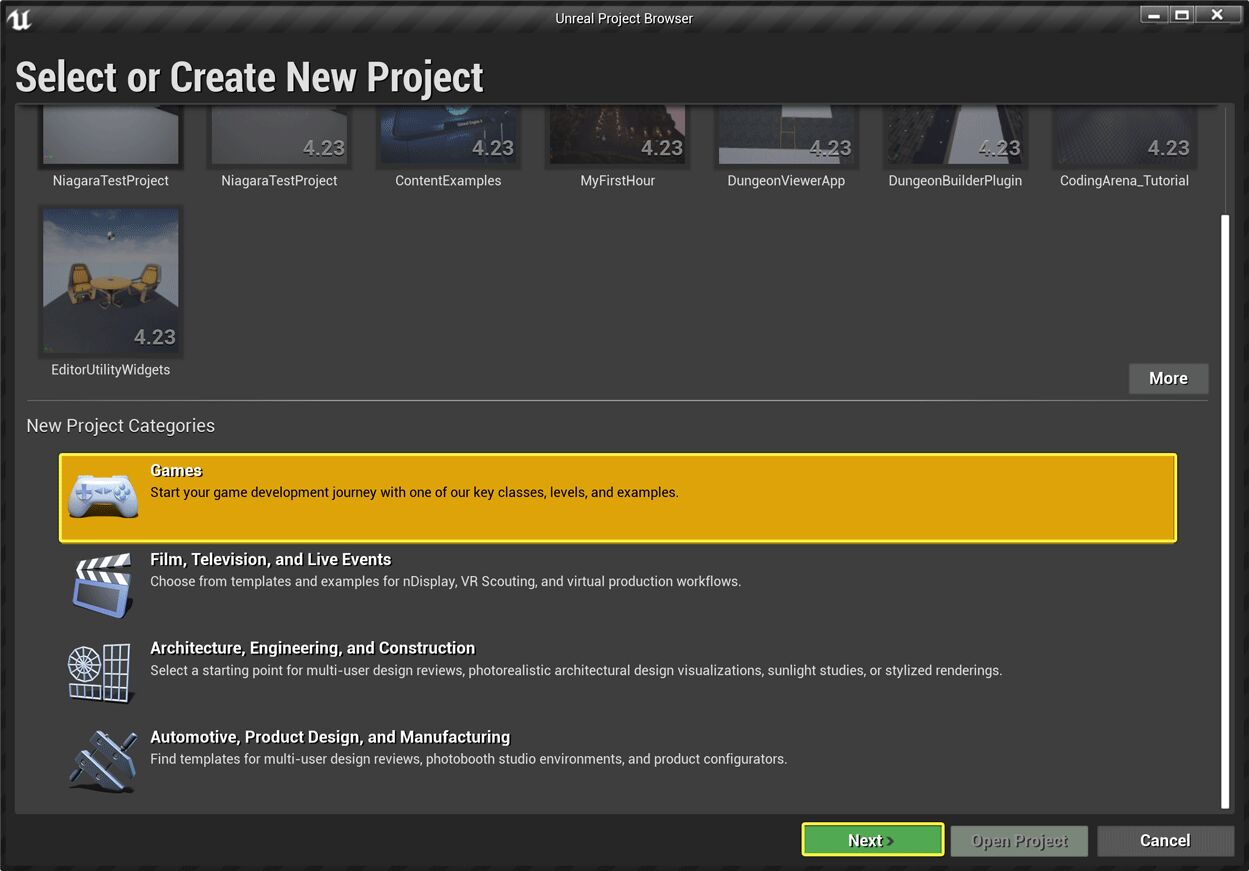 Create A New Project Unreal Engine Documentation
