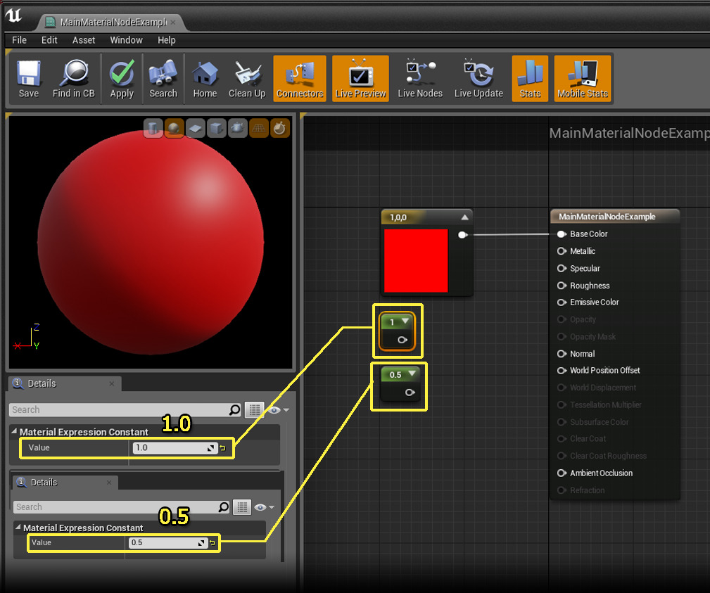 Main material. Ue4 material Editor. Unreal nodes. Material nodes. Blender Metal material node examples.