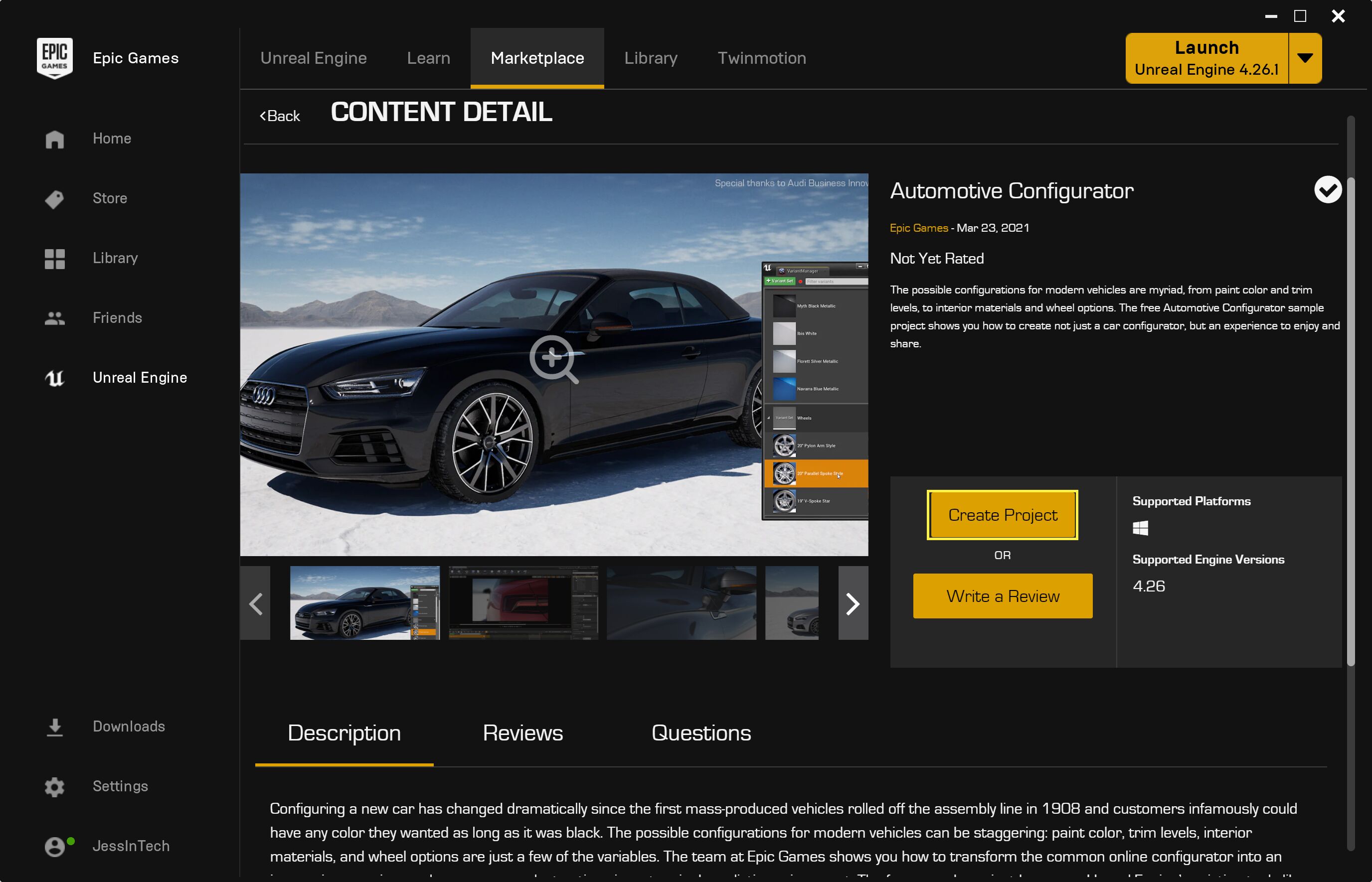 Automotive Configurator サンプル | Unreal Engine ドキュメント